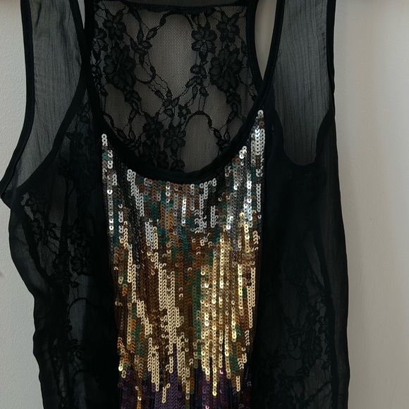 Sequence sheer black top top with net in the black - Picture 7 of 7